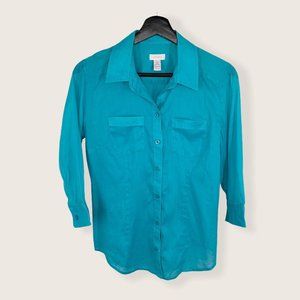 Chico's Ramie Blend Button Up Top